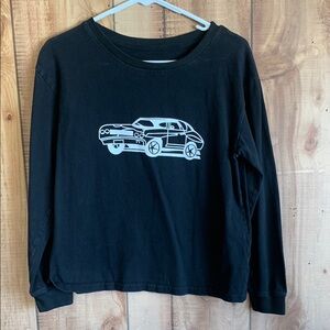 Kids Black Car Graphic Long Sleeve Shirt
